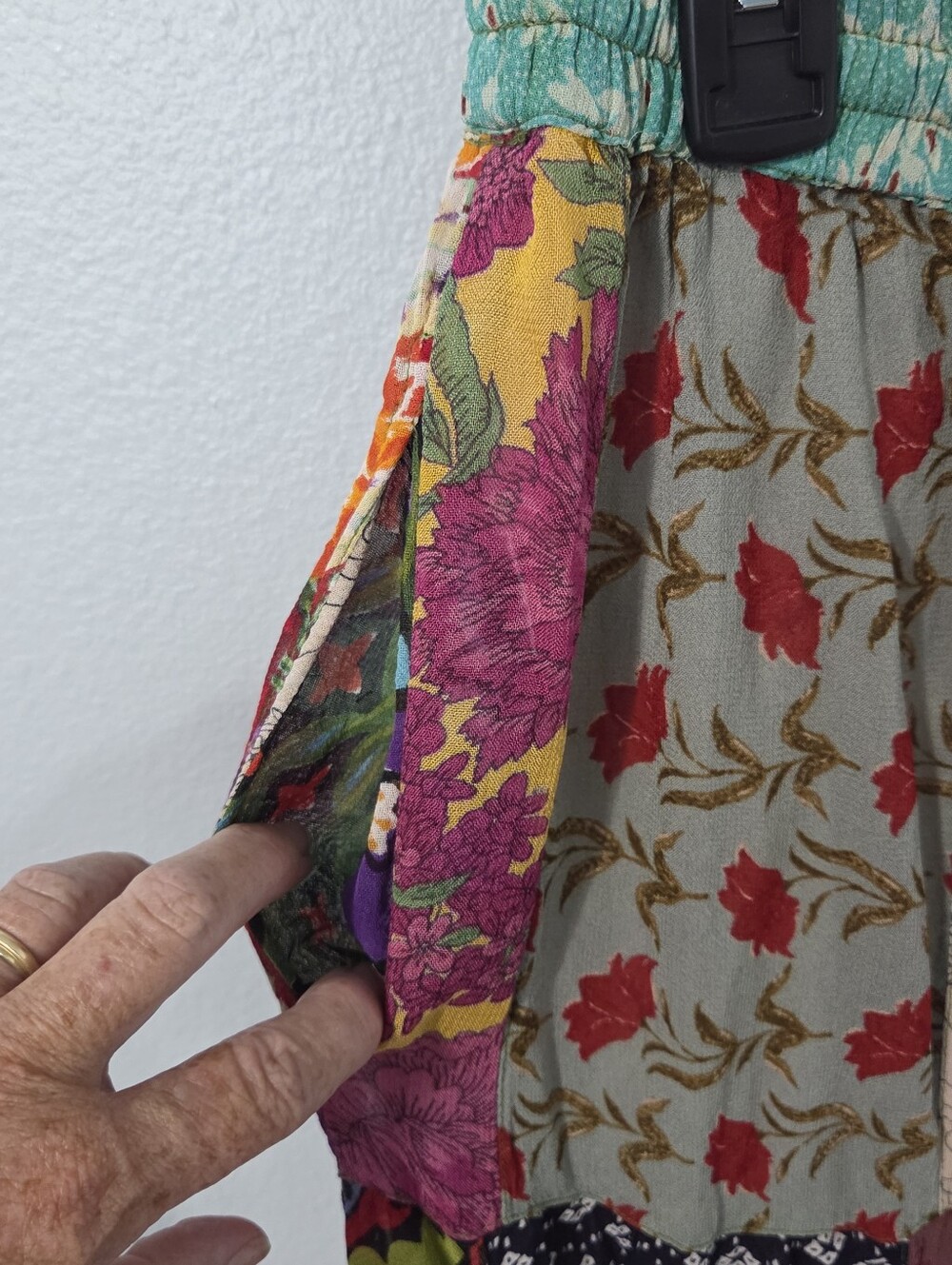 Young Threads Boho Patchwork Wide‑Leg Palazzo Pants XL Drawstring Pockets Flowy - Picture 12 of 14